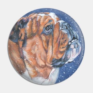 English Bulldog Fine Art Painting Pin