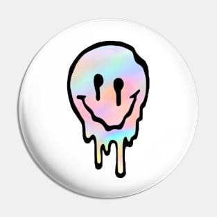 Pastel Drippy Smiley Face Pin