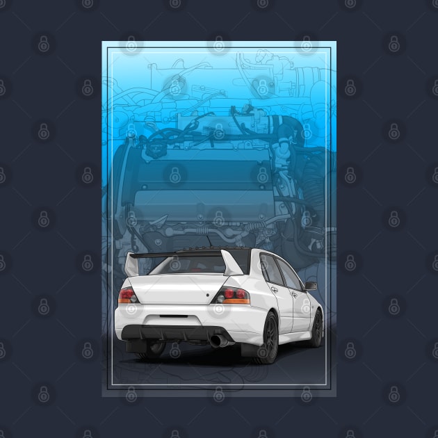 Evo 9 Illustration with 4G63 engine by ArtyMotive