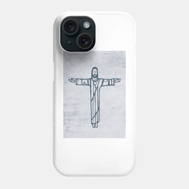 Jesus Christ with open arms illustration Phone Case by bernardojbp