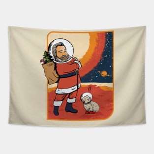 Funny Dogs And Santa Claus Outsite The Earth Tapestry