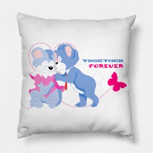 Blue cute bear together forever kissing Pillow