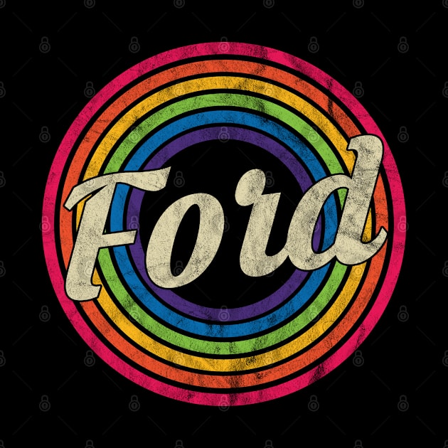 Ford - Retro Rainbow Faded-Style by MaydenArt