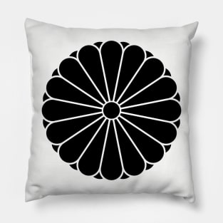 Kiku Chrysanthemum Mon in black Pillow