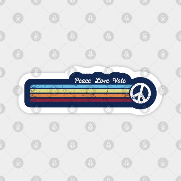 Retro Stripes Peace Love Vote Magnet by Jitterfly