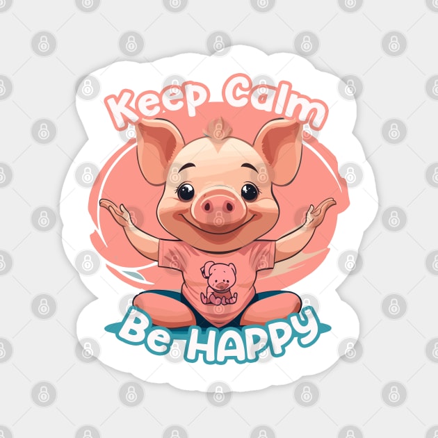 Keep Calm Be Happy Piglet Magnet by Fabelink