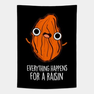 Everything Happens For A Raisin Cute Food Pun Tapestry