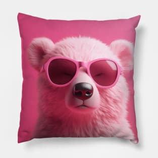 Pink Bear with Sunglasses Pillow