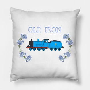 "Old Iron" not-so-cross-stitch – Edward the Blue Engine Pillow