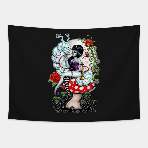 Alice in Zombieland -Schmokin' Caterpillar Tapestry by Isobel