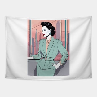 Verde Vogue Art Deco Patrick Nagel 80s Tapestry