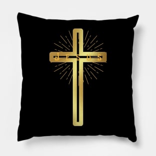 Jesus - Golden cross -Christian Cross Pillow