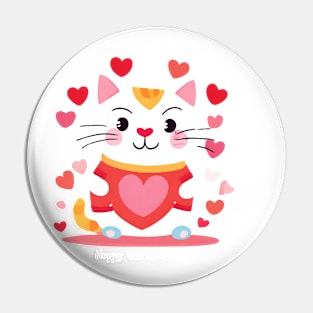 Heartfelt Whiskers: A Valentine's Day Feline Fantasy Pin