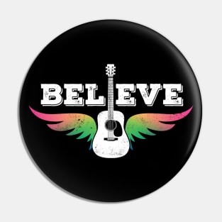 Believe Colorful Guitar Wings Dreadnought Style Acoustic Guitar Pin