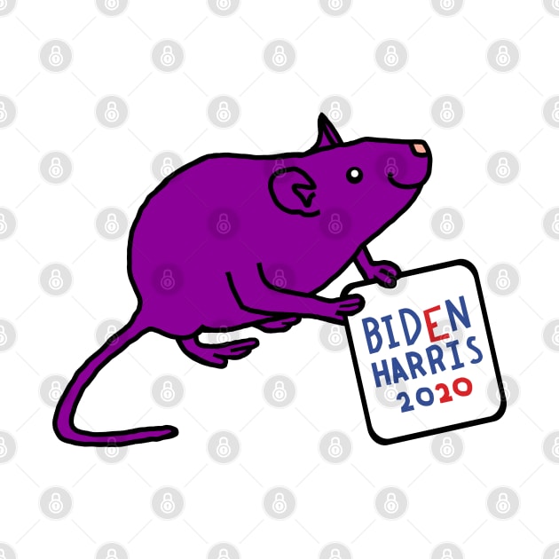 Small Rat with Biden Harris Sign by ellenhenryart