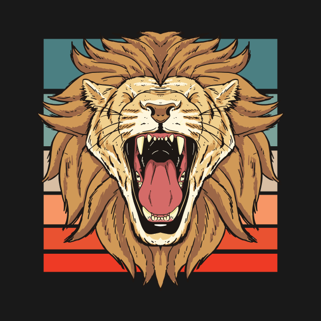 Retro Roaring Lion Cartoon by SLAG_Creative