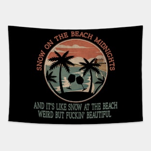 Snow On The Beach Midnights And It's Like Snow At The Beach Palm Tree Tapestry