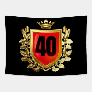 40th Birthday Golden Crest Crown With Laurel Tapestry