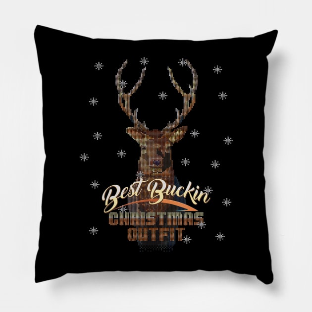 Christmas Buck Hunting Men Best Buckin Hunter Pillow by marchizano