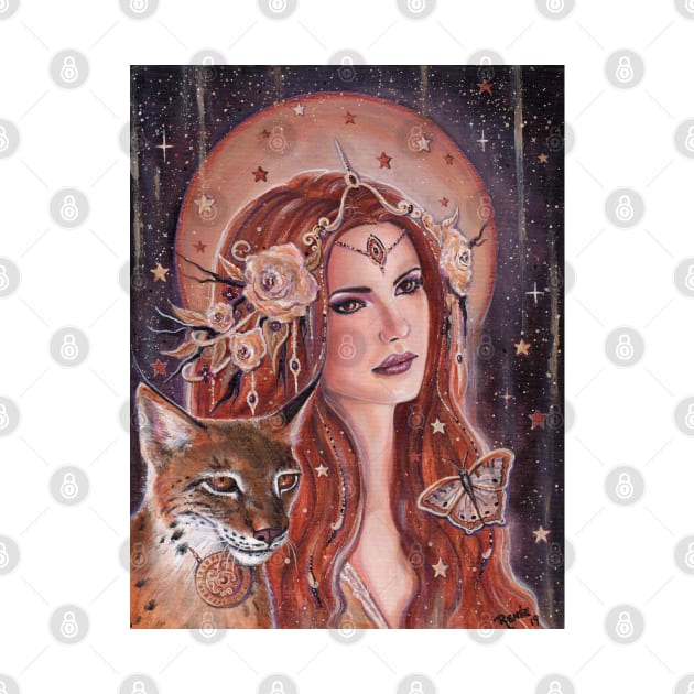 Freya goddess with lynx by Renee Lavoie by ReneeLLavoie