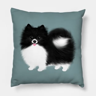 Black and White Pomeranian Pillow