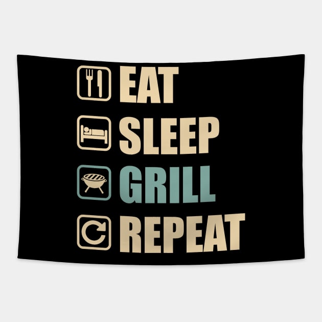 Eat Sleep Grill Repeat - Funny Grill Lovers Gift Tapestry by DnB