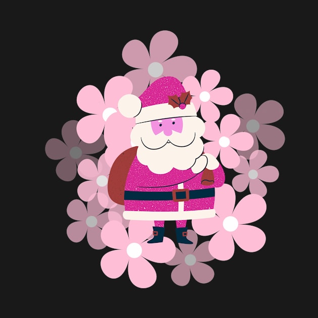 Retro vintage pink Santa Claus with vintage flower by Yenz4289