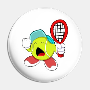 Tennis ball with Tennis racket Pin