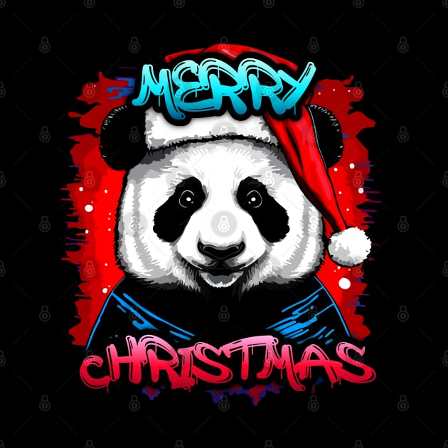 Merry Christmas Panda - Christmas Graphic Graffiti Art - Holiday Gift by MaystarUniverse