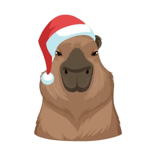 Christmas Capybara in Santa Hat T-Shirt