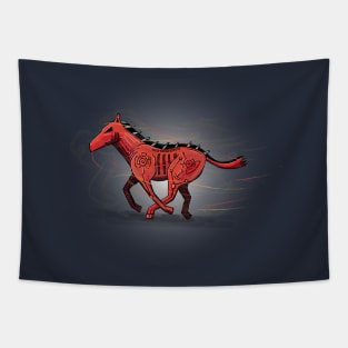 Red Robot Horse Tapestry