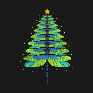 Merry Christmas Dragonfly Christmas Tree Nature Lover Xmas T-Shirt