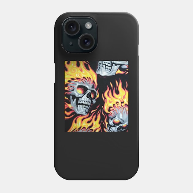 Flaming Skull Phone Case by CrazyCraftLady