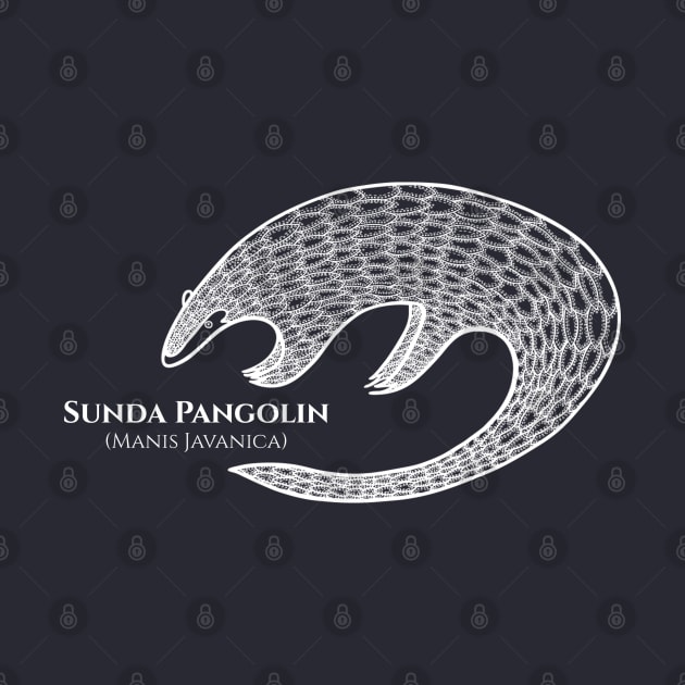 Sunda Pangolin with Common and Latin Names - beautiful animal design by Green Paladin