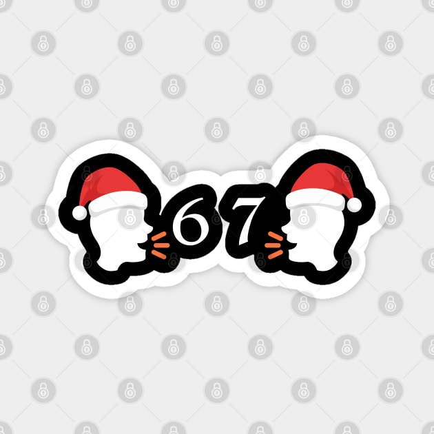 Santa Hat 67 Whisper Duo Magnet by Creatifly Graphic Tees