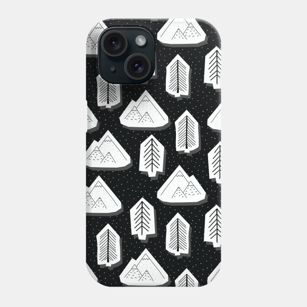 White And Black Trees And Mountains Phone Case by Sandra Hutter Designs