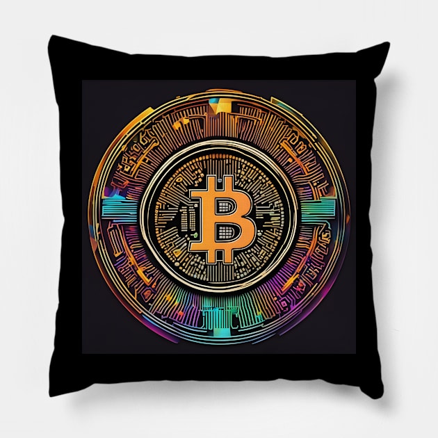 Bitcoin colorful Pillow by Creativeoptimize