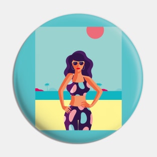 Miami Beach Illustration Pin