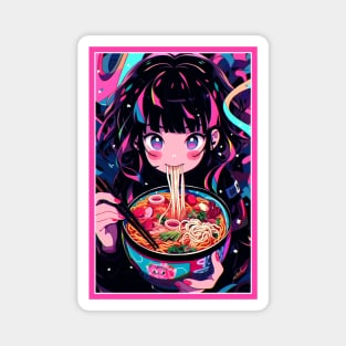 Cute Anime Girl |  Ramen Noodles | Hentaii Chibi Kawaii Design Magnet