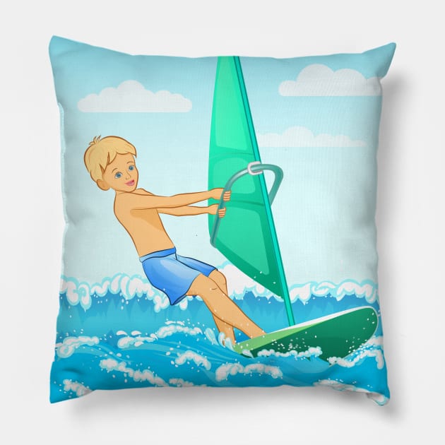 Surfer Boy Pillow by designbek