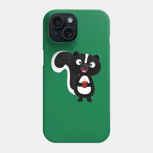 Cute happy skunk cartoon illustration Phone Case