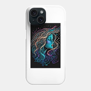 Neon Blacklight Portrait of A Woman Phone Case