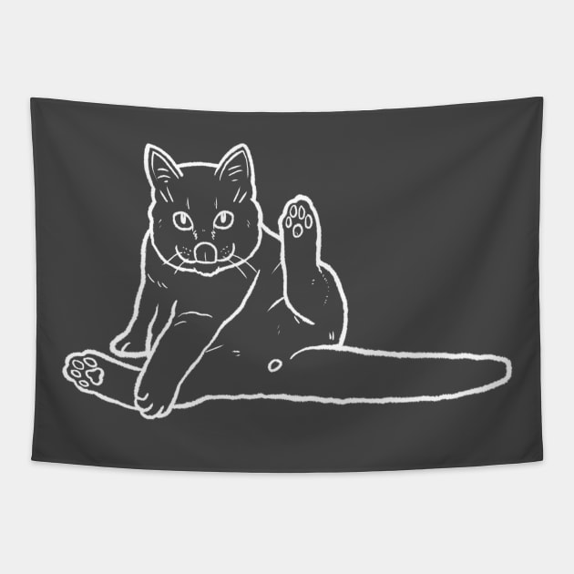 Cat Butt White Tapestry by Sketchy