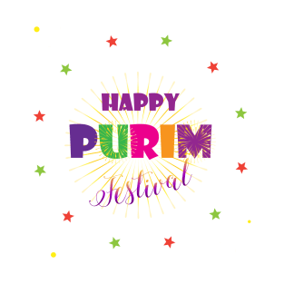 Happy Purim Festival. Kids Party Decoration. Gifts Jewish Holiday Traditional symbols T-Shirt