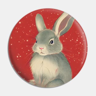 Grey Mini Rex Rabbit in Christmas Pride Red Christmas Animal Bunny Mom Pin