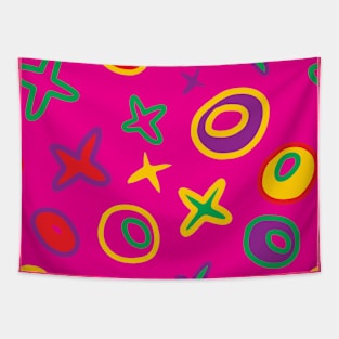 Pink Y2K Fish Stars Tiny Donuts Foodie Tapestry