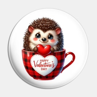 Valentine Hedgehog In Tea Cup Pin