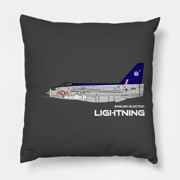 English Electric Lightning (92 Sqd RAF) Pillow by BearCaveDesigns