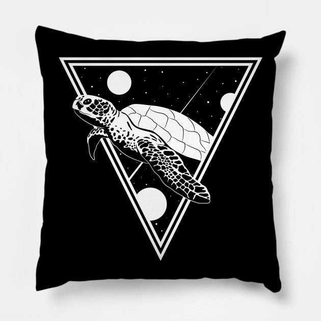 Space Turtle White Pillow by Drippn