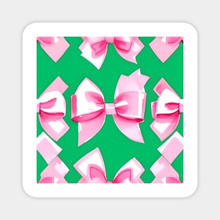 Preppy pink bows on green Magnet